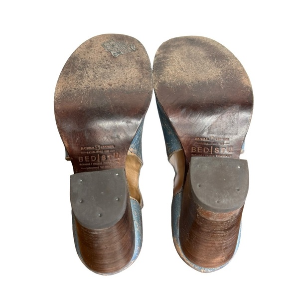 Bed Stu blue Olena zip front peep toe block heels SZ. 6 - Picture 11 of 15